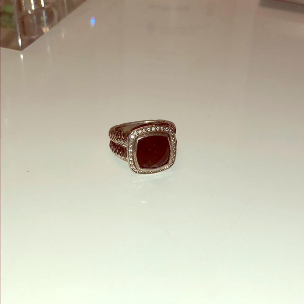 David Yurman Black onyx Albion ring with diamonds